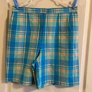 Liz Claiborne Golf Blue And Yellow Checkered Shorts - Size 14
